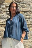 Shayle Indian Cotton Smock Shirt Navy